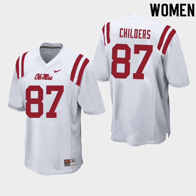 Garrett Childers Ole Miss Rebels NCAA Women's White #87 Stitched Limited College Football Jersey RPV1858XX